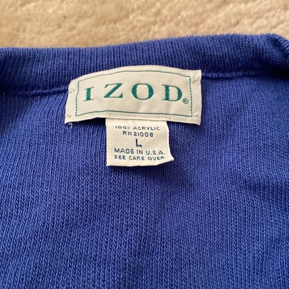BLUE IZOD SWEATER  *flaw* - Picture 8 of 9